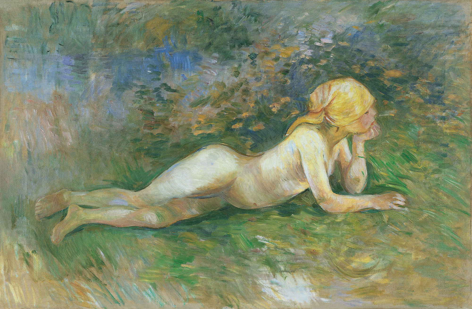 Bergère nue couchée  (1891) (Shepherdess - reclining nude) é da pintora francesa impressionista Berthe Morisot (1841-95).
