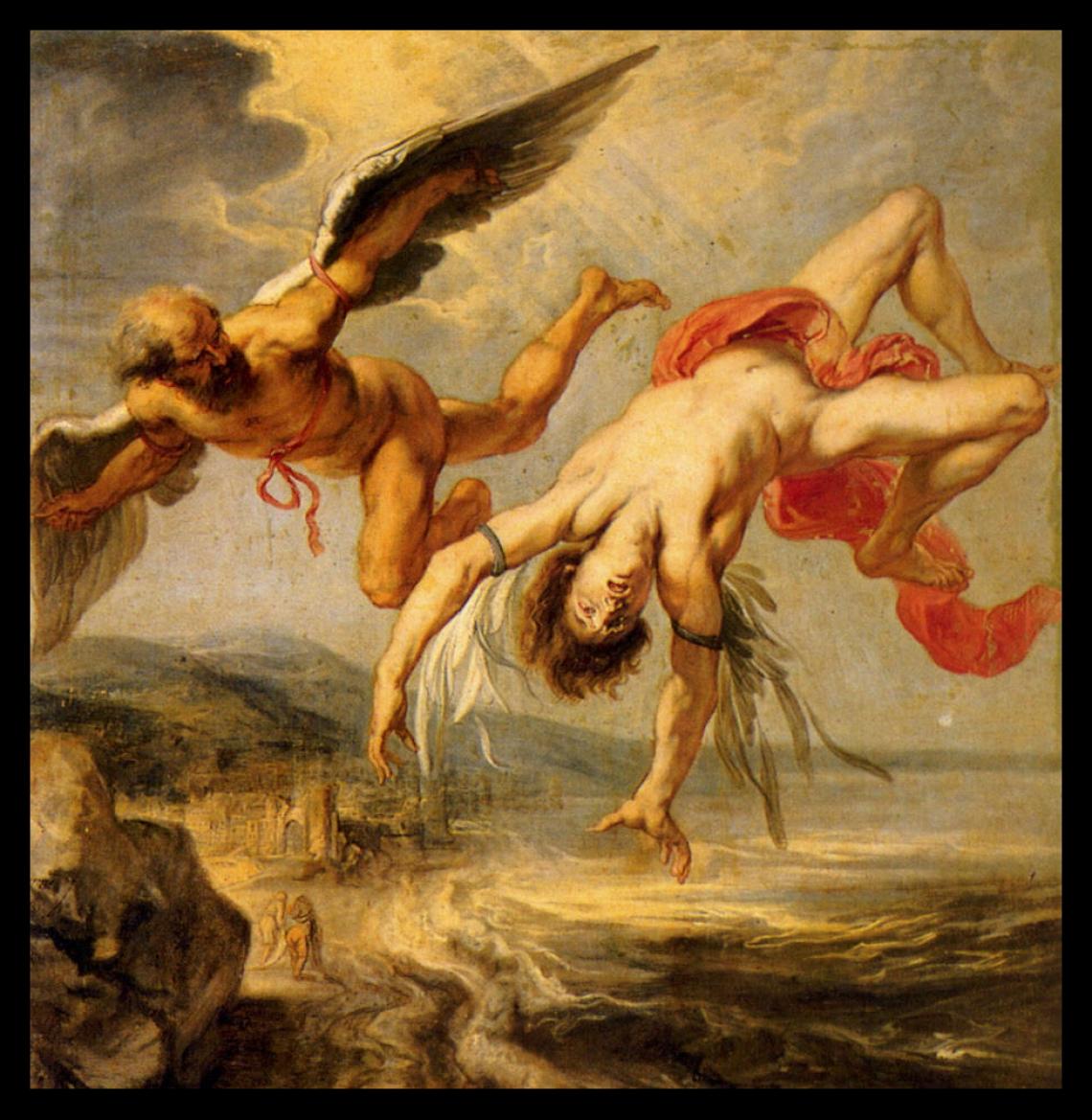 A Queda de Ícaro, óleo de Jacob Peter Gowy (1636-37) é sobre nosso desejo, às vezes arrogante, de fazer o que não nascemos para fazer: voar, por exemplo.